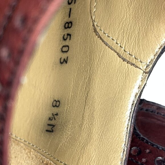 Johnston & Murphys Mens Cap-Toe Oxford Dress Shoes Sz 8.5 Burgundy Leather Italy - Picture 13 of 15